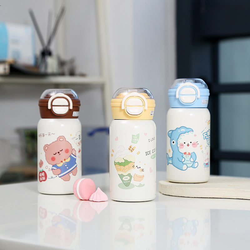 Mini Pocket Straw Insulated Cup with Pop-up Lid for Children