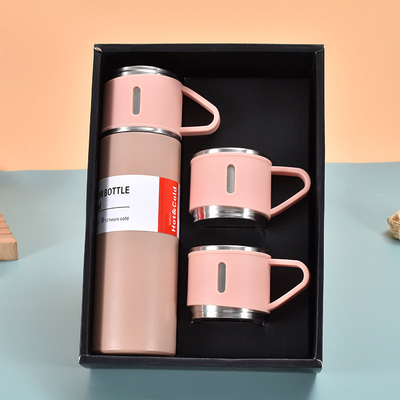 Business One Cup Three Lid Insulated Cup Set 304 Stainless Steel Portable Gift