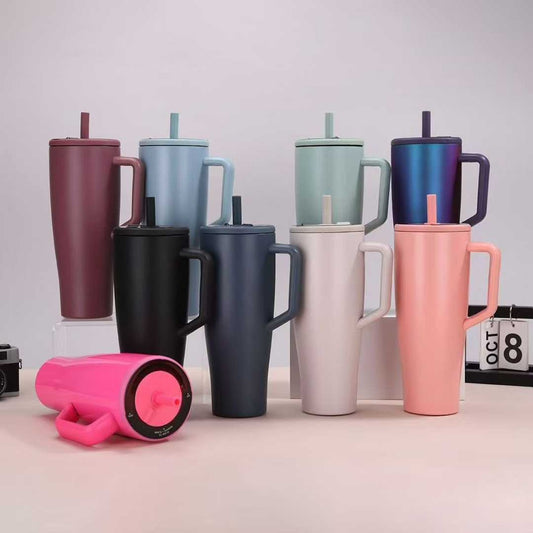 40oz Handle 304 Stainless Steel Straw Cup Outdoor Sports Leakproof