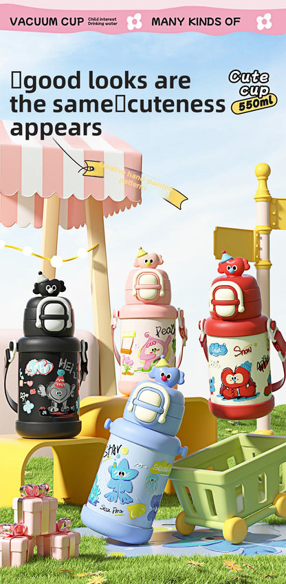 Cartoon Doll Children's Insulated Cup 316L Stainless Steel Outdoor Portable with Strap