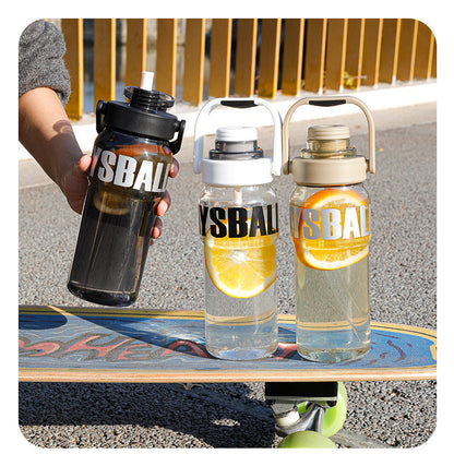 Large-capacity straw double-drink high-temperature resistant portable plastic cup