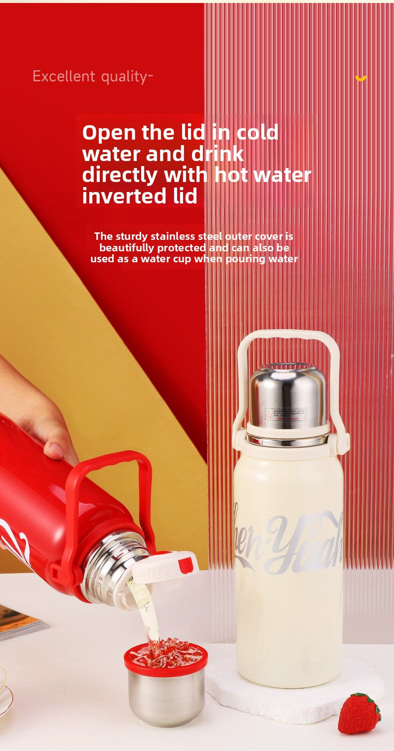 Large Capacity 316 Stainless Steel Insulated Cup Outdoor Portable Strap Water Bottle