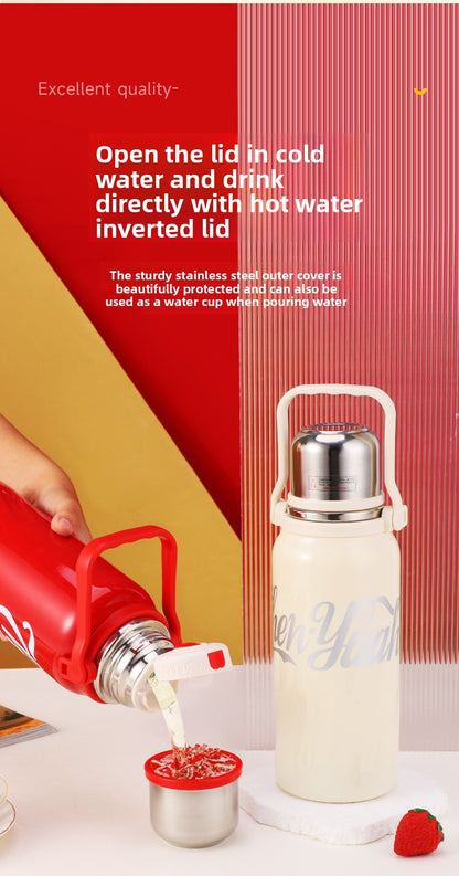 Large Capacity 316 Stainless Steel Insulated Cup Outdoor Portable Strap Water Bottle