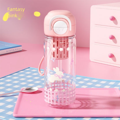 Plastic High Temperature Resistant Straw Kitten Double Drinking Cup