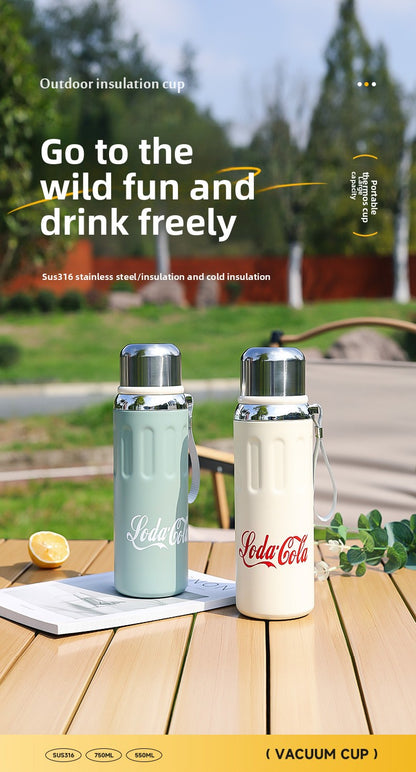 316 Stainless Steel Insulated Cup Outdoor Portable Insulated Bottle with Rope Bouncing Cup