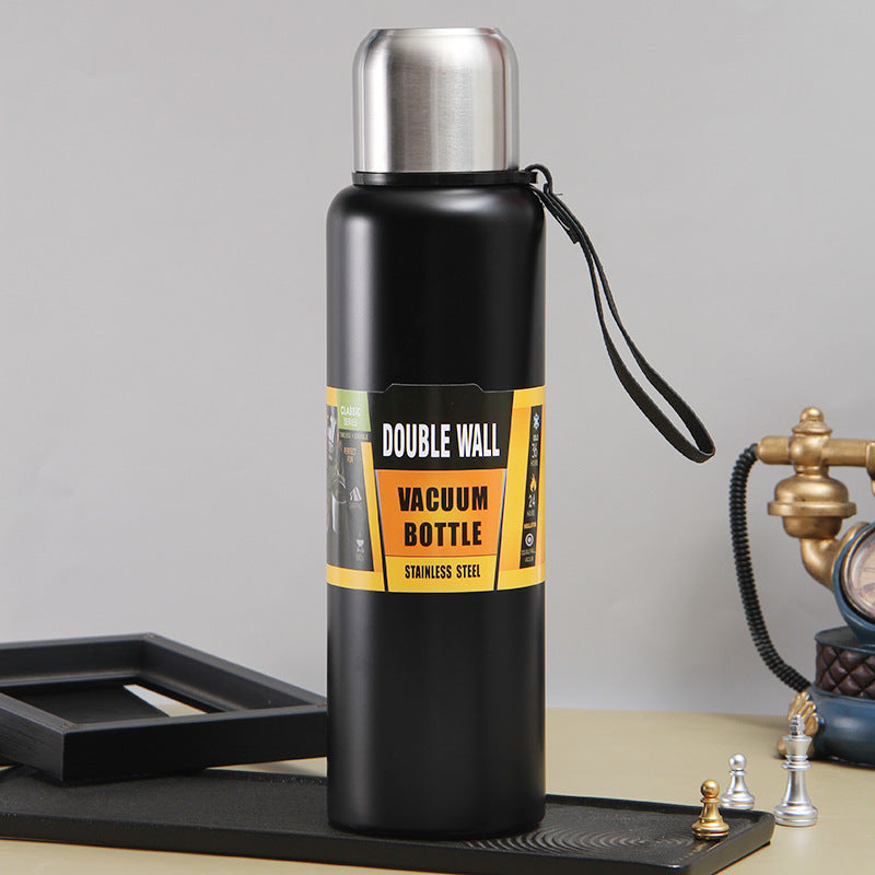 304 Stainless Steel Full Steel Sports Water Bottle Outdoor Portable Handheld Bullet Head Insulated Cup Hiking Travel Bottle