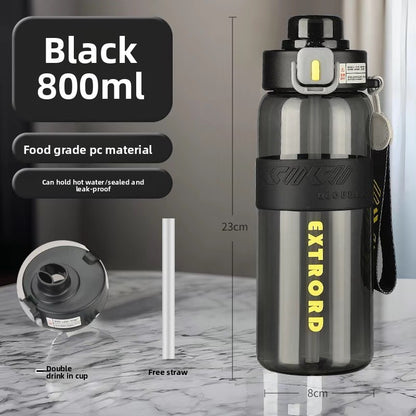 Outdoor travel cup large capacity sports water bottle with straw plastic cup