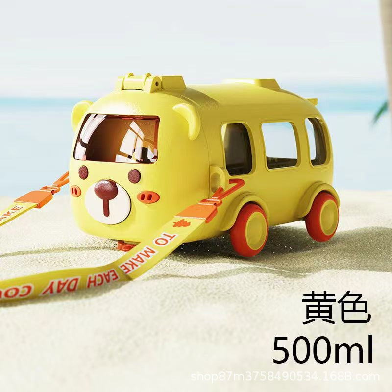 Back-to-School Season Toy Car Water Cup Children's Cartoon Plastic Cup with Strap Portable