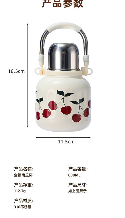 Handle Insulated Cup Student 316 Stainless Steel Portable Travel Water Bottle