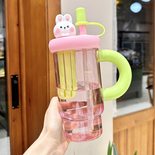 Portable Straw Cup Large Capacity High Temperature Resistant Drop Resistant Plastic Cup