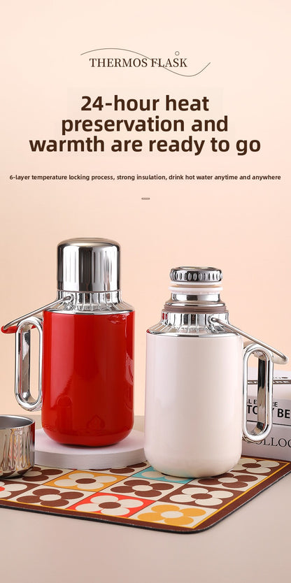 Large Capacity Insulated Tea Pot with Handle Portable Thermal Kettle