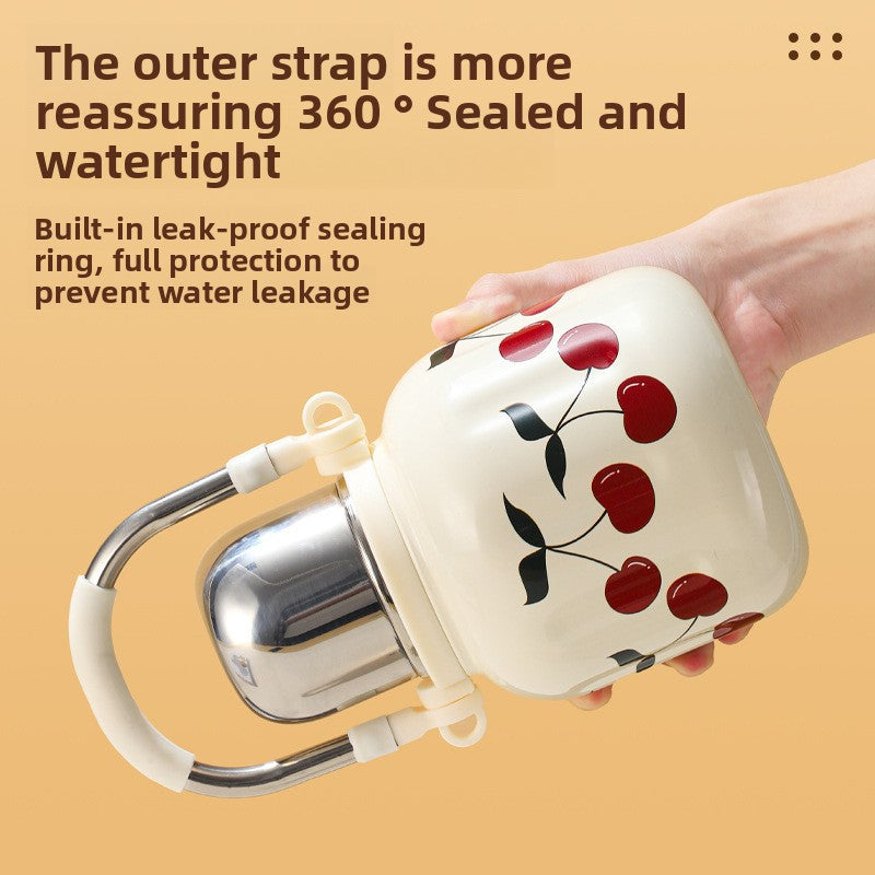 Handle Insulated Cup Student 316 Stainless Steel Portable Travel Water Bottle