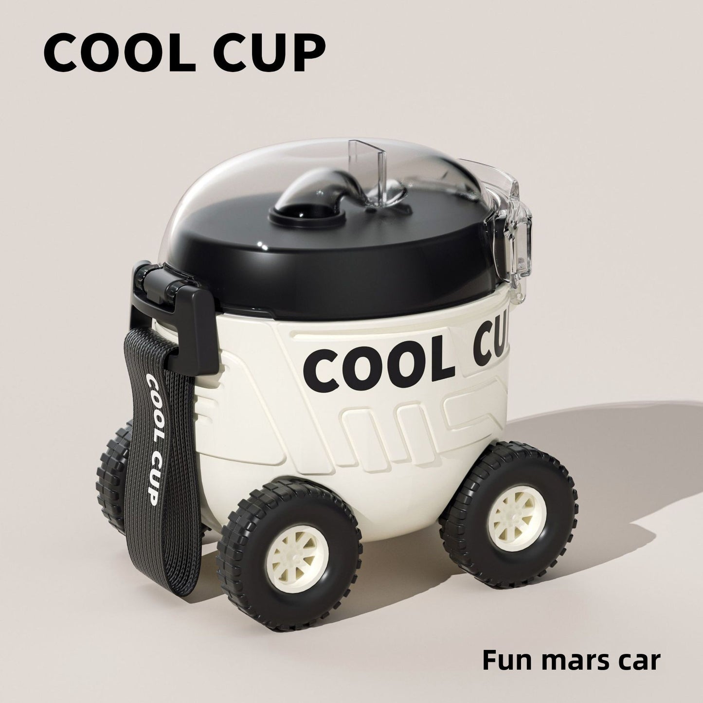 Mars Rover Plastic Cup Outdoor Portable Bounce Lid Straw Cup