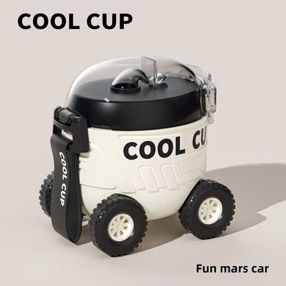 Mars Rover Plastic Cup Outdoor Portable Bounce Lid Straw Cup