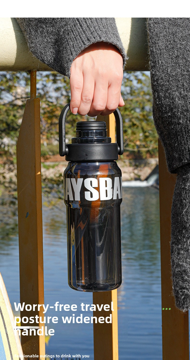 Large-capacity straw double-drink high-temperature resistant portable plastic cup