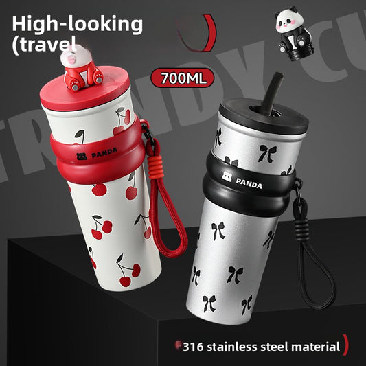 Insulated 316 Stainless Steel Thickened Portable Cup with Strap