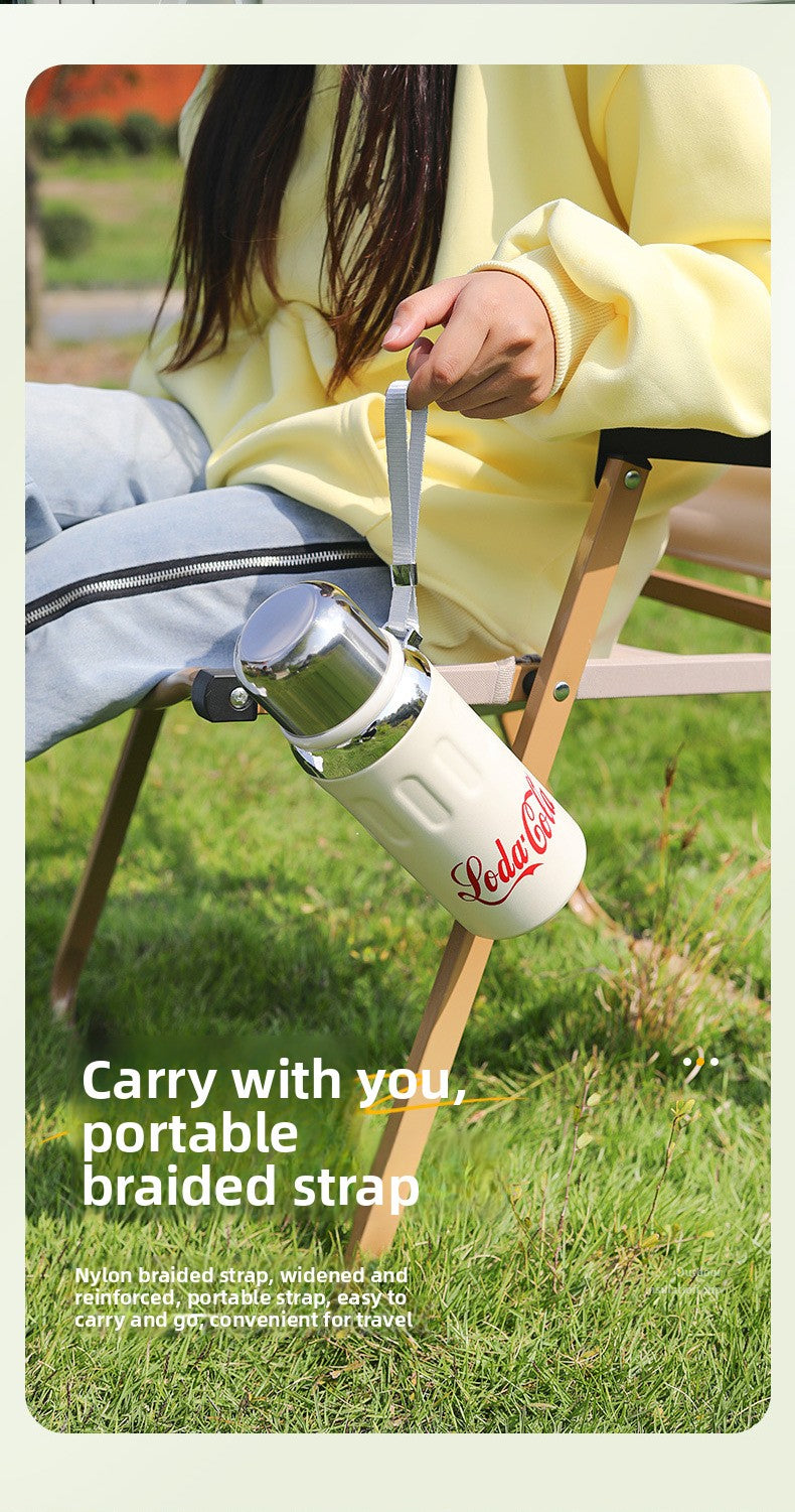 316 Stainless Steel Insulated Cup Outdoor Portable Insulated Bottle with Rope Bouncing Cup