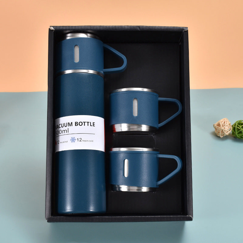 Business One Cup Three Lid Insulated Cup Set 304 Stainless Steel Portable Gift