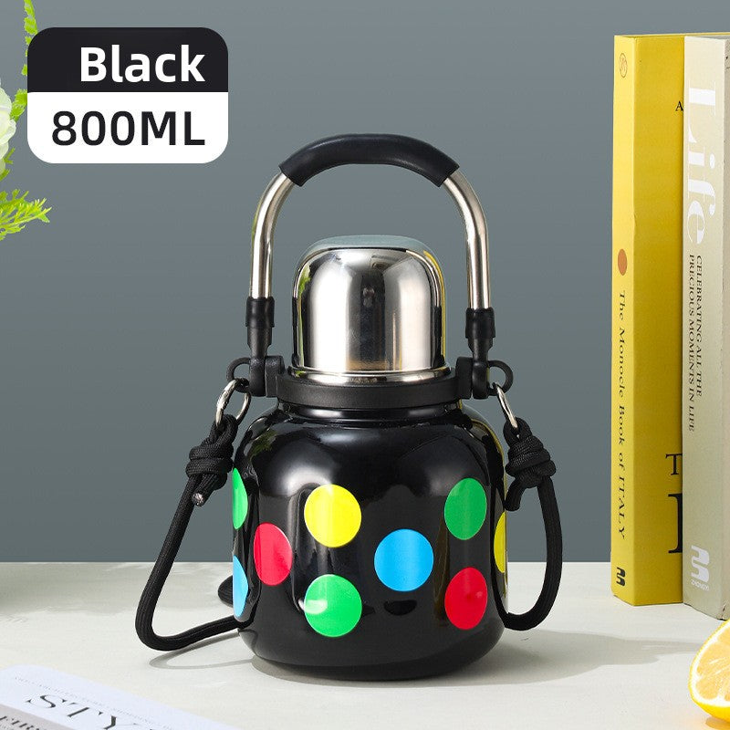 Handle Insulated Cup Student 316 Stainless Steel Portable Travel Water Bottle