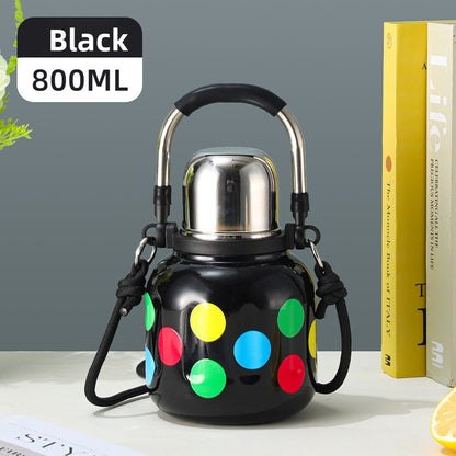 Handle Insulated Cup Student 316 Stainless Steel Portable Travel Water Bottle