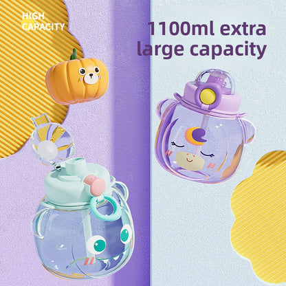 Large Capacity Outdoor Strap Portable One-Click Lid Opening Straw Plastic Cup