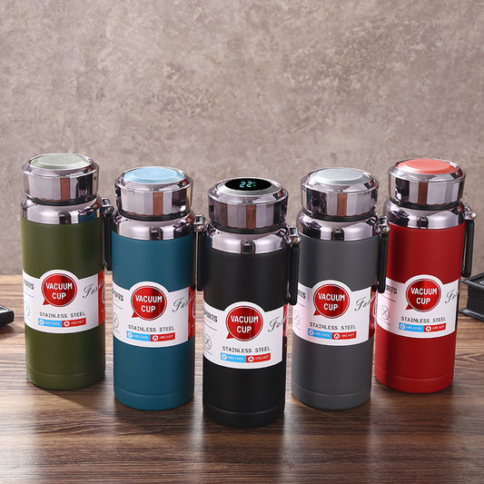 304 Stainless Steel Vacuum Insulated Kettle Intelligent Temperature Display Hiking Kettle Portable Outdoor Sports Water Bottle