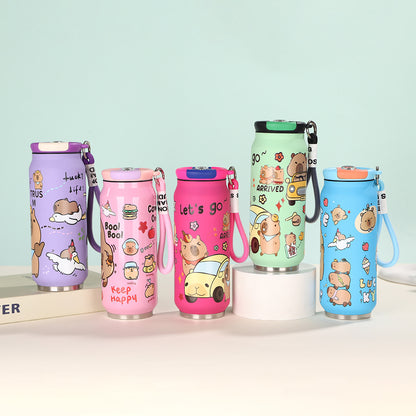Creative Cartoon Cute Easy-to-Pull Can 304 Stainless Steel Insulated Cup with Strap