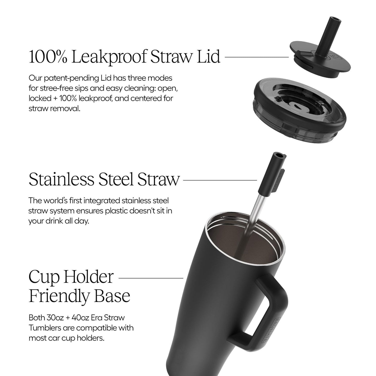 40oz Handle 304 Stainless Steel Straw Cup Outdoor Sports Leakproof
