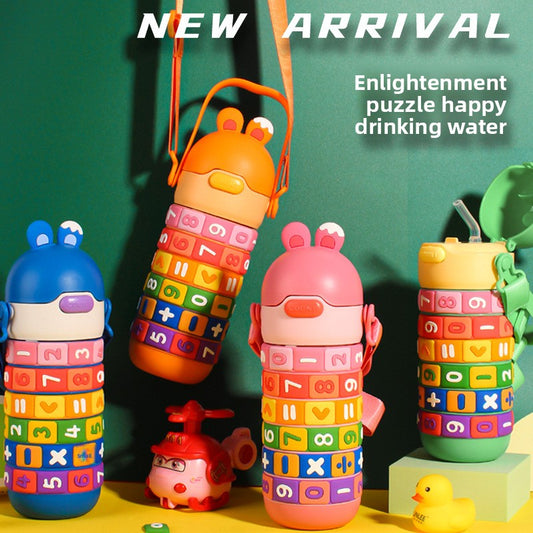 Children's Educational Insulated Cup Cartoon Straw Cup Number Game