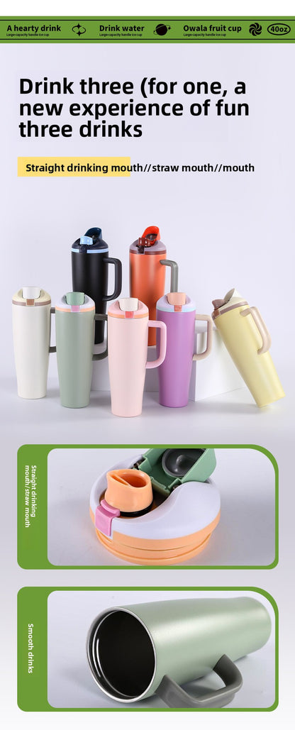 40oz Large Capacity Handle 304 Stainless Steel Insulated Cup Portable