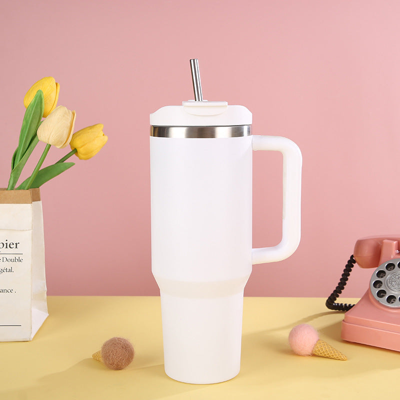 304 Stainless Steel Insulated Cup Portable Handle Straw