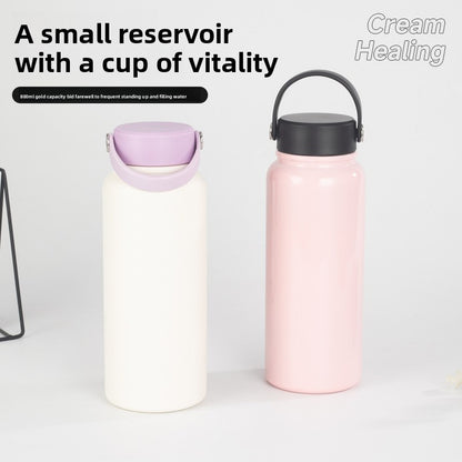 Portable 304 Stainless Steel Sports Wide Mouth Insulated Cup Outdoor Handheld Water Bottle