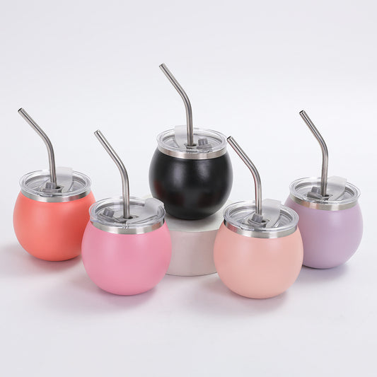 Mini Mate Tea Cup with Straw 304 Stainless Steel Pocket Portable