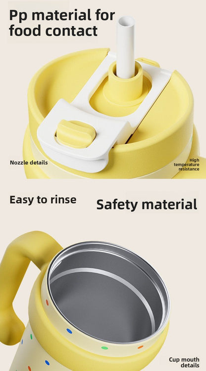 316 Stainless Steel Straw Insulated Cup Large Capacity Dual Drinking Perfectly Fits Car Cup Holder