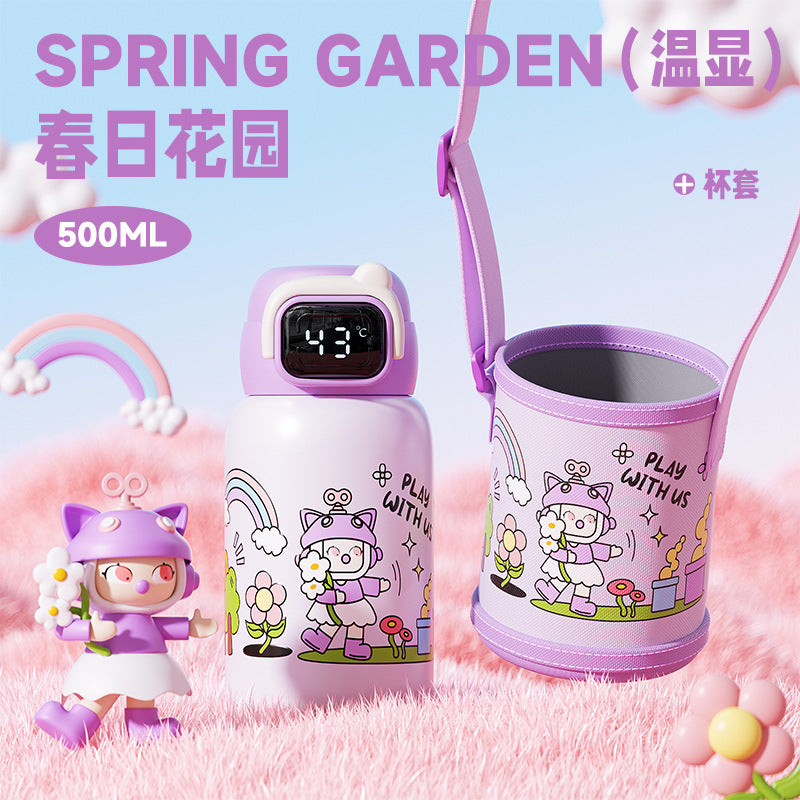 Children's Insulated Cup 316L Stainless Steel Insulated Cup Portable with Strap Water Bottle