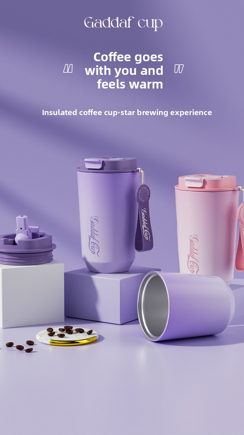Simple 304 Stainless Steel Insulated Cup with Intelligent Temperature Measurement for Outdoor Sports and Portability