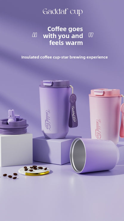 Simple 304 Stainless Steel Insulated Cup with Intelligent Temperature Measurement for Outdoor Sports and Portability