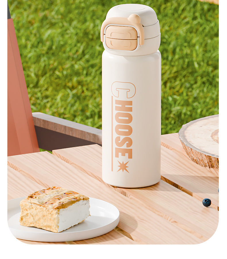 316 Stainless Steel One-Click Open Lid Insulated Cup with Straw for Sports, Outdoor, Fitness, and Office Use