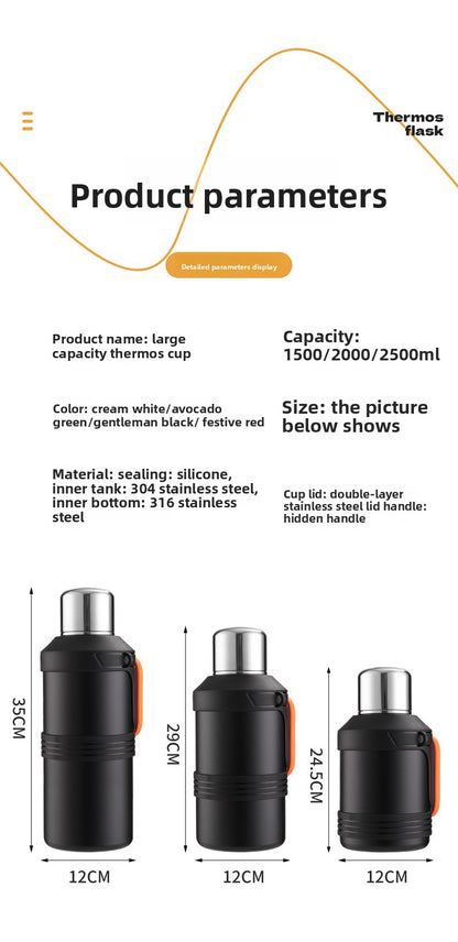 316 Stainless Steel Insulated Kettle Large Capacity Outdoor Portable Water Bottle