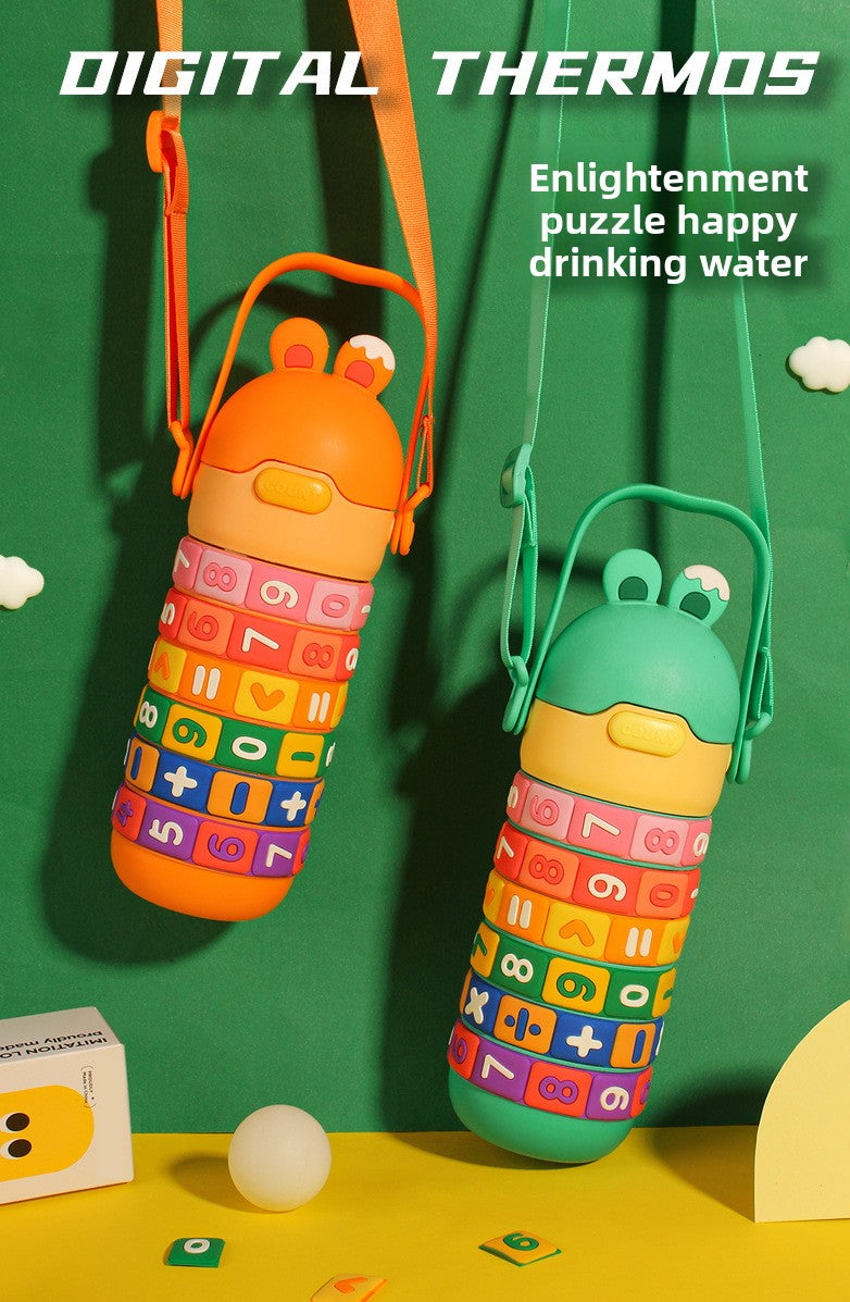 Children's Educational Insulated Cup Cartoon Straw Cup Number Game