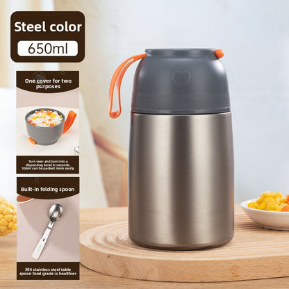 304 Stainless Steel Vacuum Insulated Lunch Box for Students and Office Workers with Portable Strap