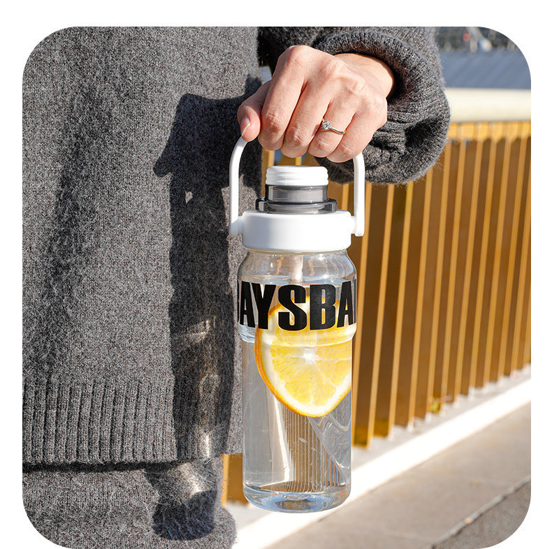 Large-capacity straw double-drink high-temperature resistant portable plastic cup