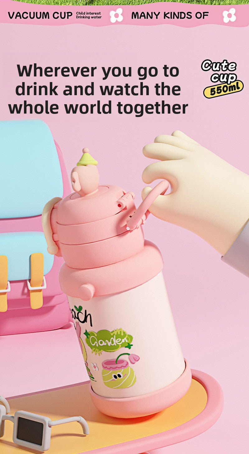 Cartoon Doll Children's Insulated Cup 316L Stainless Steel Outdoor Portable with Strap