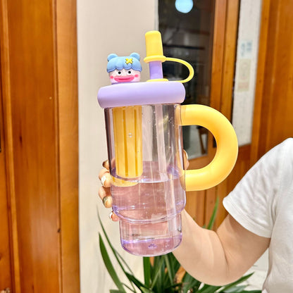 Portable Straw Cup Large Capacity High Temperature Resistant Drop Resistant Plastic Cup