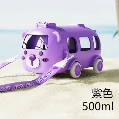 Back-to-School Season Toy Car Water Cup Children's Cartoon Plastic Cup with Strap Portable