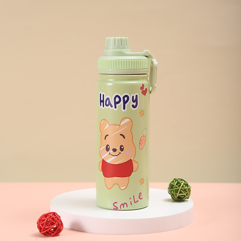 Cartoon Winnie the Pooh Strawberry Bear Stainless Steel Thermos Cup Large Capacity Sports Water Cup