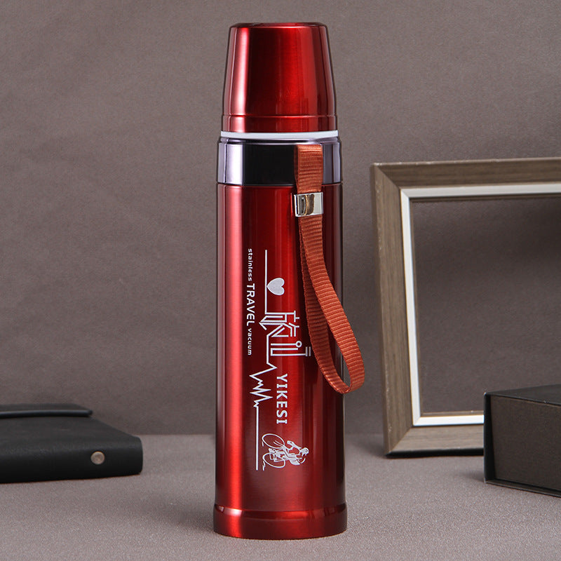 Large Capacity Ironclad Bullet Thermos Mug Outdoor Portable Sling Sports Kettle Car Mounted Portable Cycling Travel Kettle