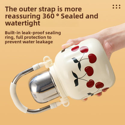 Handle Insulated Cup Student 316 Stainless Steel Portable Travel Water Bottle