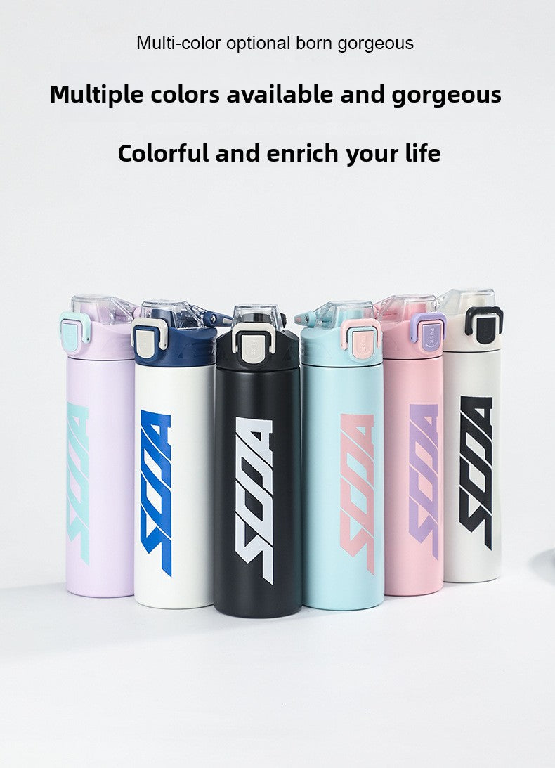 304 Stainless Steel Insulated Cup Outdoor Sports Water Bottle Fashionable Simple Bounce Cup