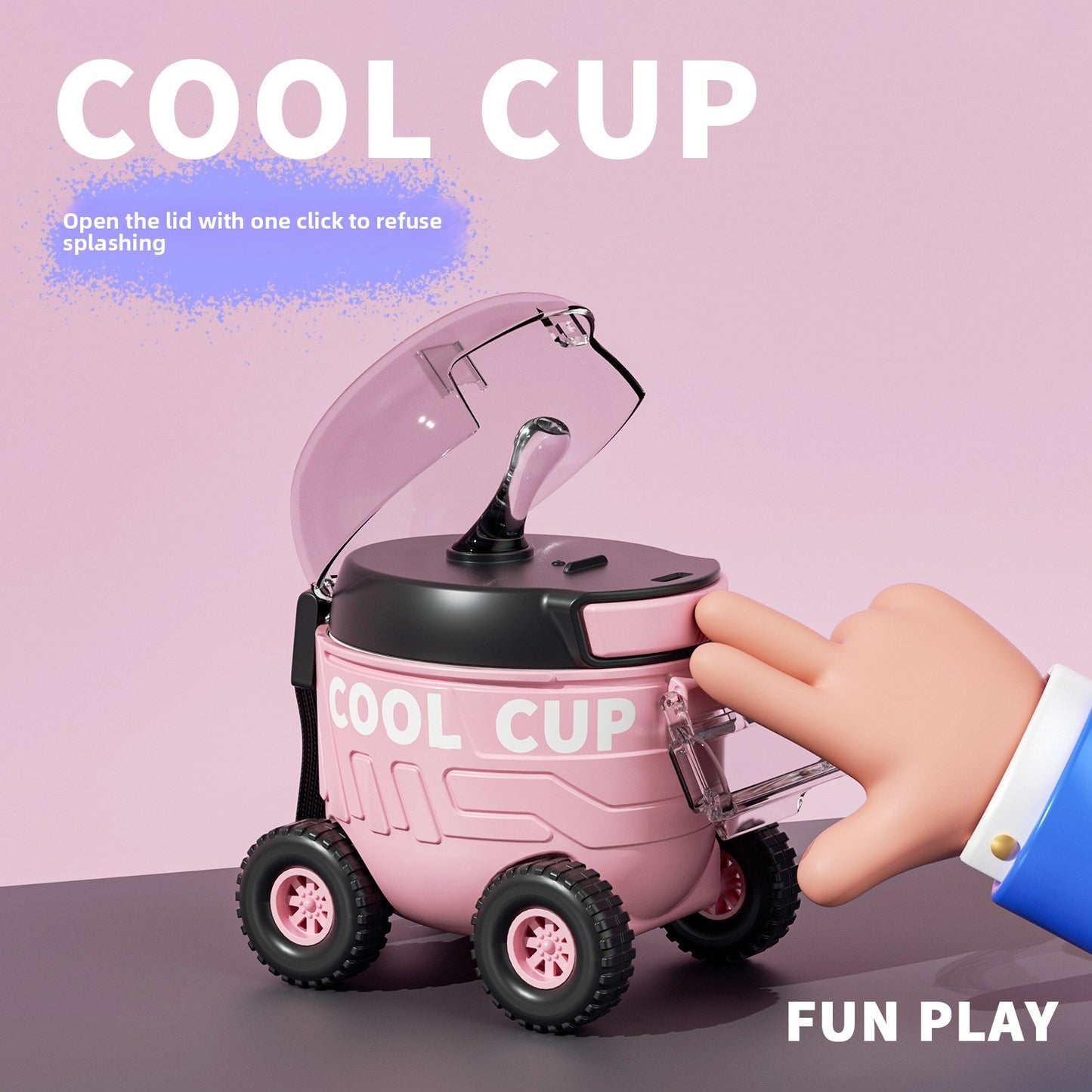 Mars Rover Plastic Cup Outdoor Portable Bounce Lid Straw Cup